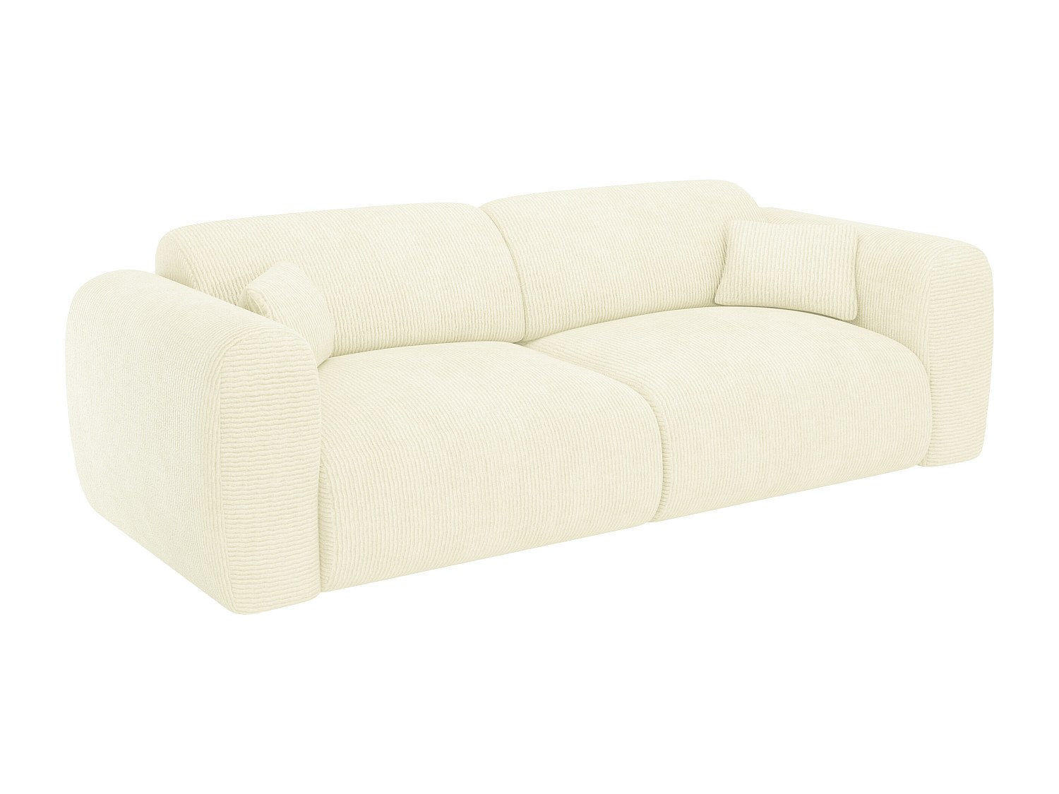 Sofa mit Schlaffunktion 4-Sitzer - Samt-Stoff - Off-White - POGNI von Maiso günstig online kaufen