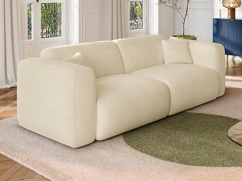 Divano letto 4 posti in Velluto a coste sottili Bianco sporco - POGNI della Maison Céphy