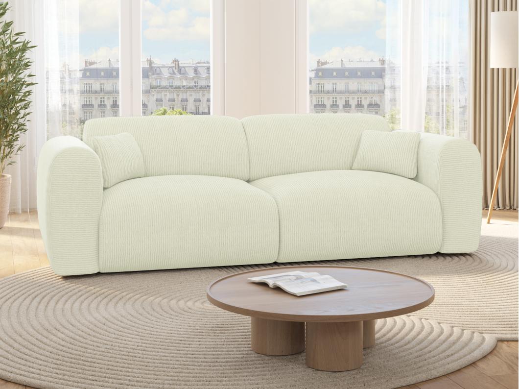 Canapé 4 places convertible en tissu texturé blanc cassé POGNI de Maison Céphy