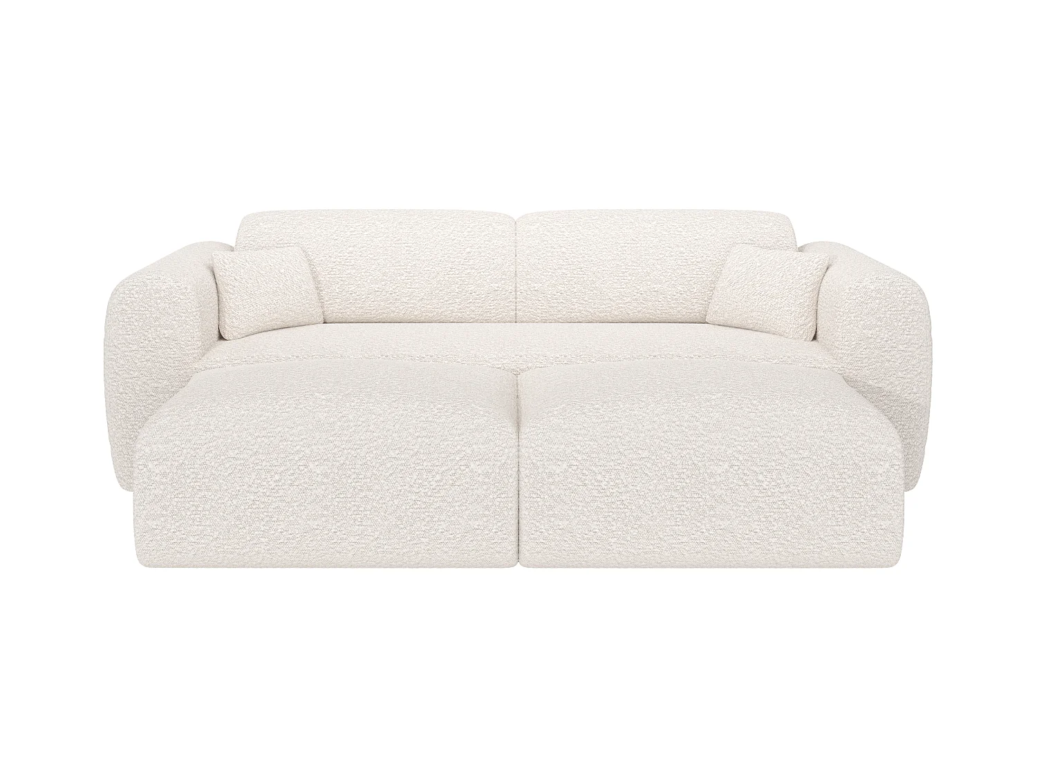 Canapé 4 places convertible en tissu bouclette blanc POGNI de Maison Céphy