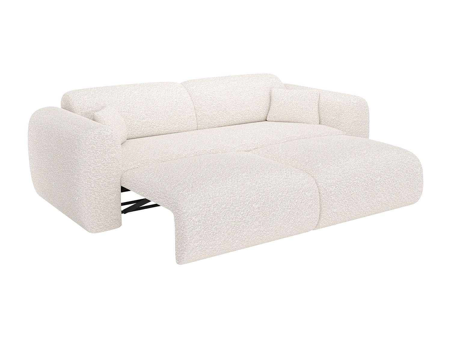 Canapé 4 places convertible en tissu bouclette blanc POGNI de Maison Céphy