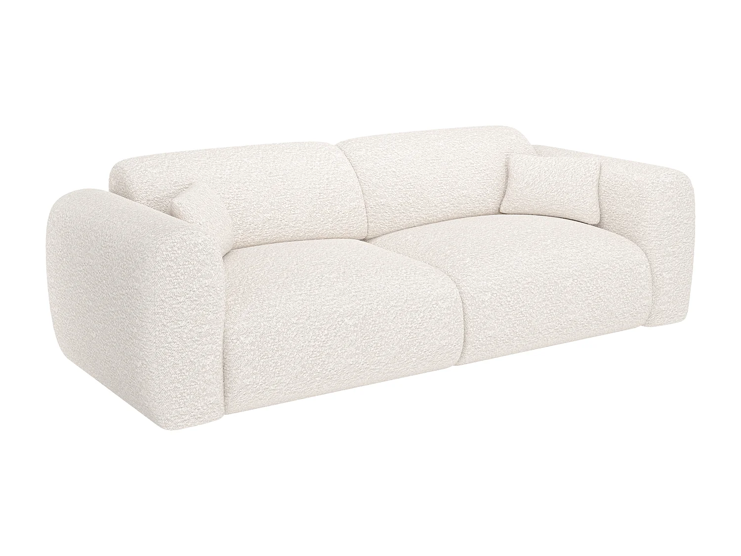 Canapé 4 places convertible en tissu bouclette blanc POGNI de Maison Céphy