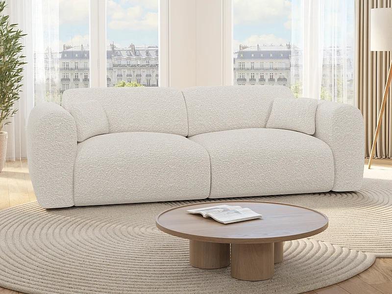 Divano letto 4 posti in Tessuto bouclette Bianco - POGNI della Maison Céphy