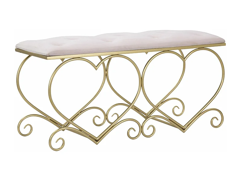 Banc forme coeur en tissu rose 105x37,5x51,5 cm