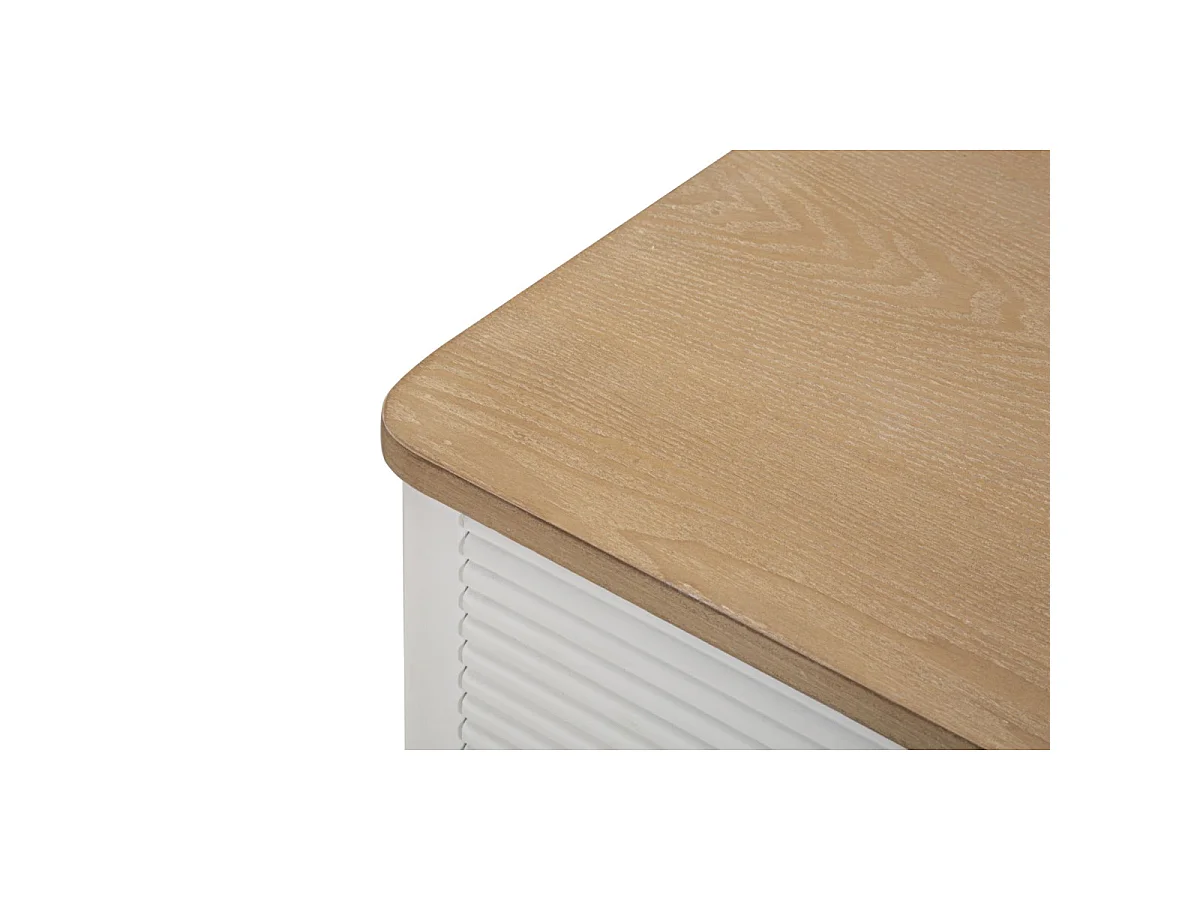 Commode 3 Tiroirs en Bois "Matera" 80cm Blanc & Naturel