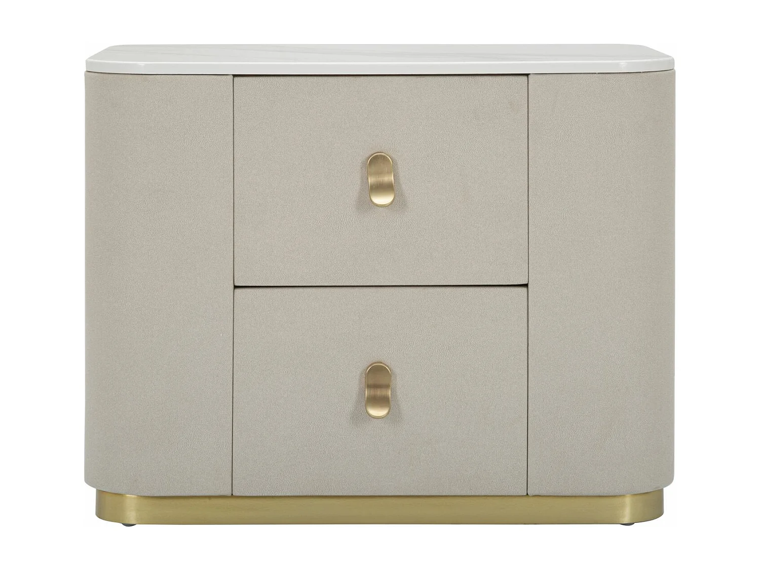 Table de Chevet Effet Marbre "Beauty" 60cm Crème & Or