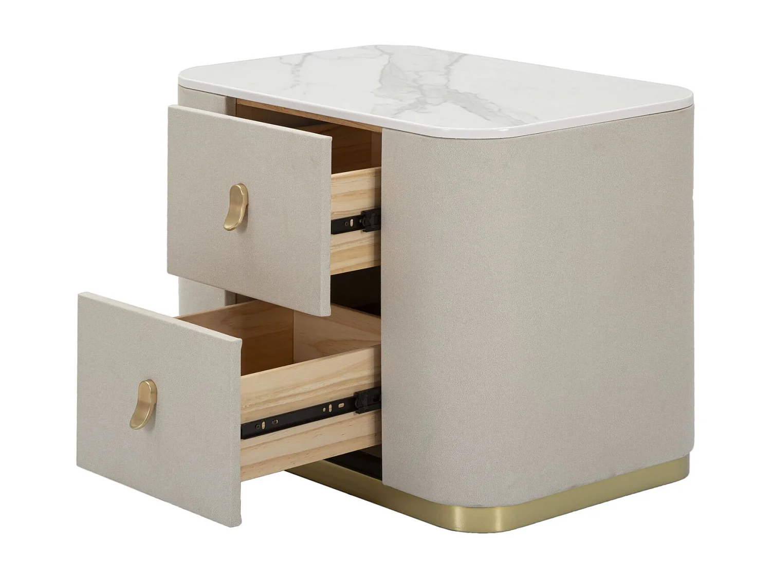 Table de Chevet Effet Marbre "Beauty" 60cm Crème & Or