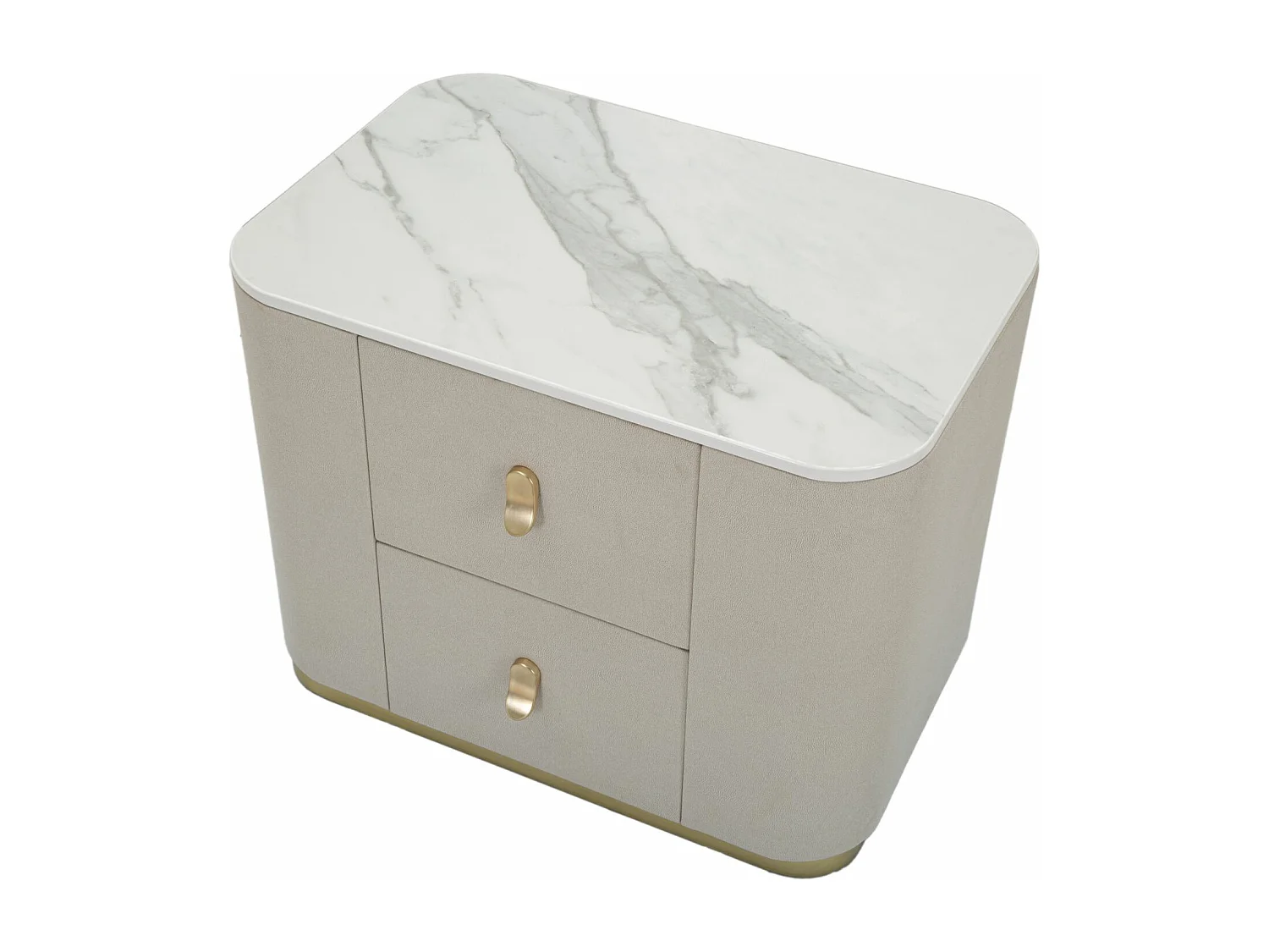 Table de Chevet Effet Marbre "Beauty" 60cm Crème & Or