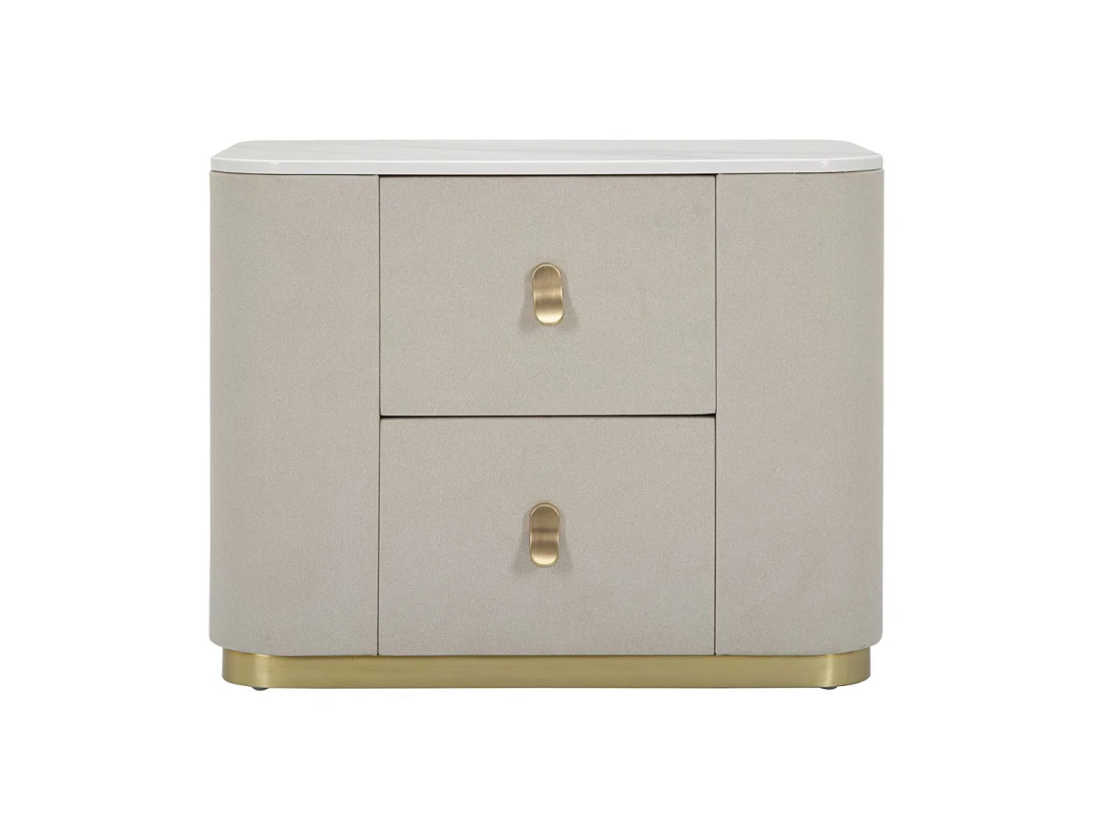 Table de Chevet 2 Tiroirs "Beauty" 60cm Crème