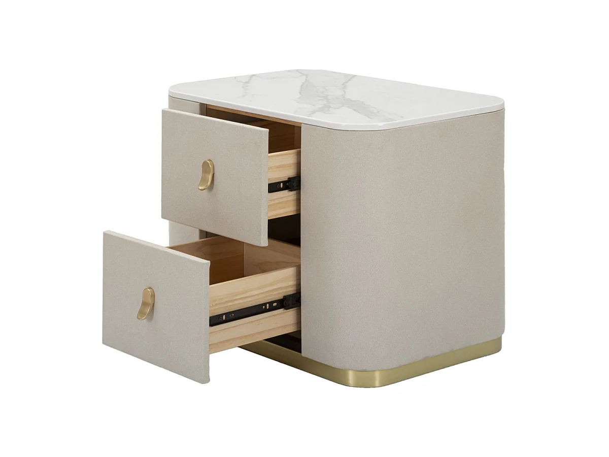 Table de Chevet 2 Tiroirs "Beauty" 60cm Crème