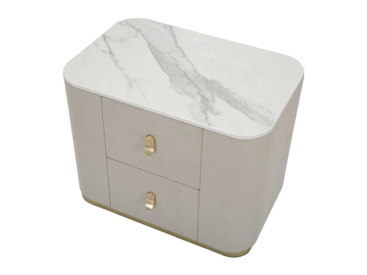 Table de Chevet 2 Tiroirs "Beauty" 60cm Crème
