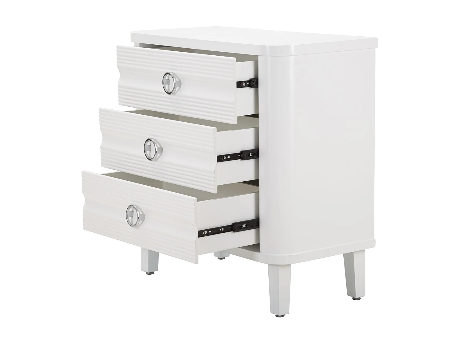 Commode 3 Tiroirs en Bois "Shine" 84cm Blanc