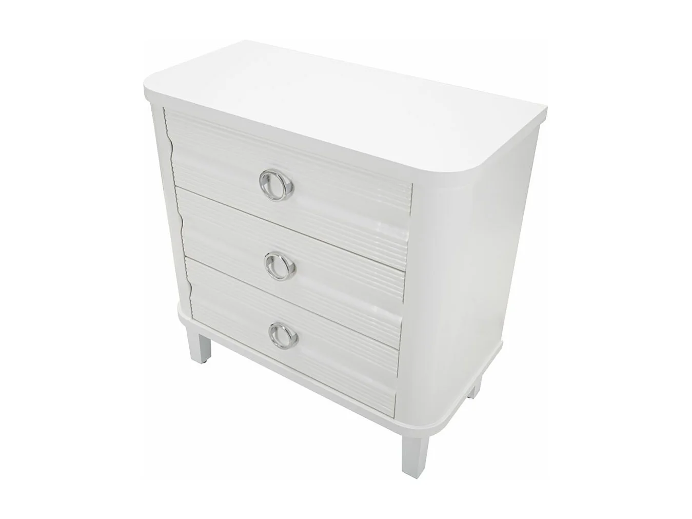 Commode 3 Tiroirs en Bois "Shine" 84cm Blanc