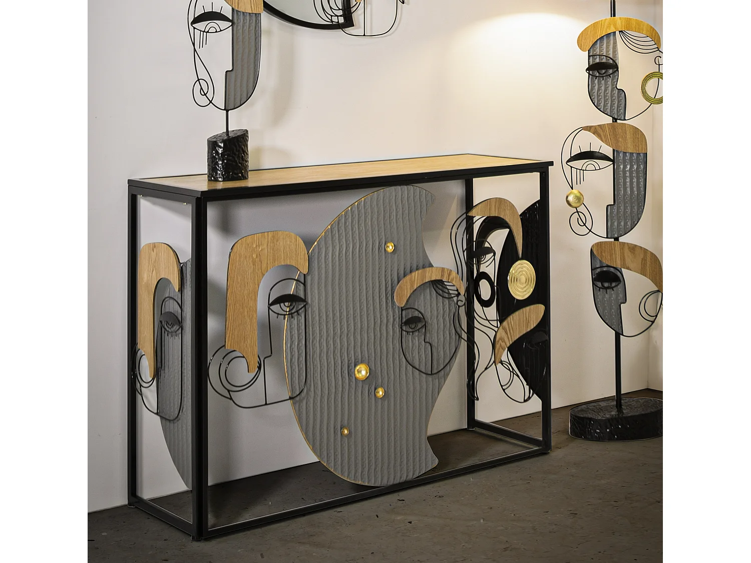 Console Design en Métal "Picassy" 108cm Multicolore