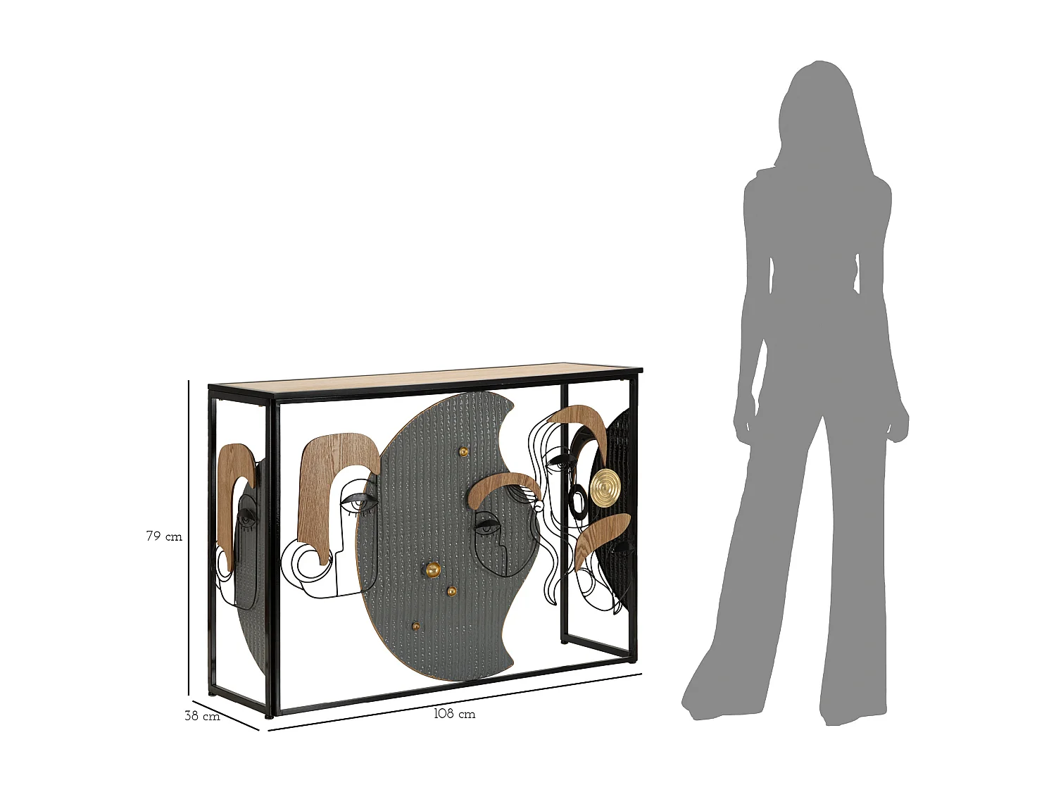 Console Design en Métal "Picassy" 108cm Multicolore