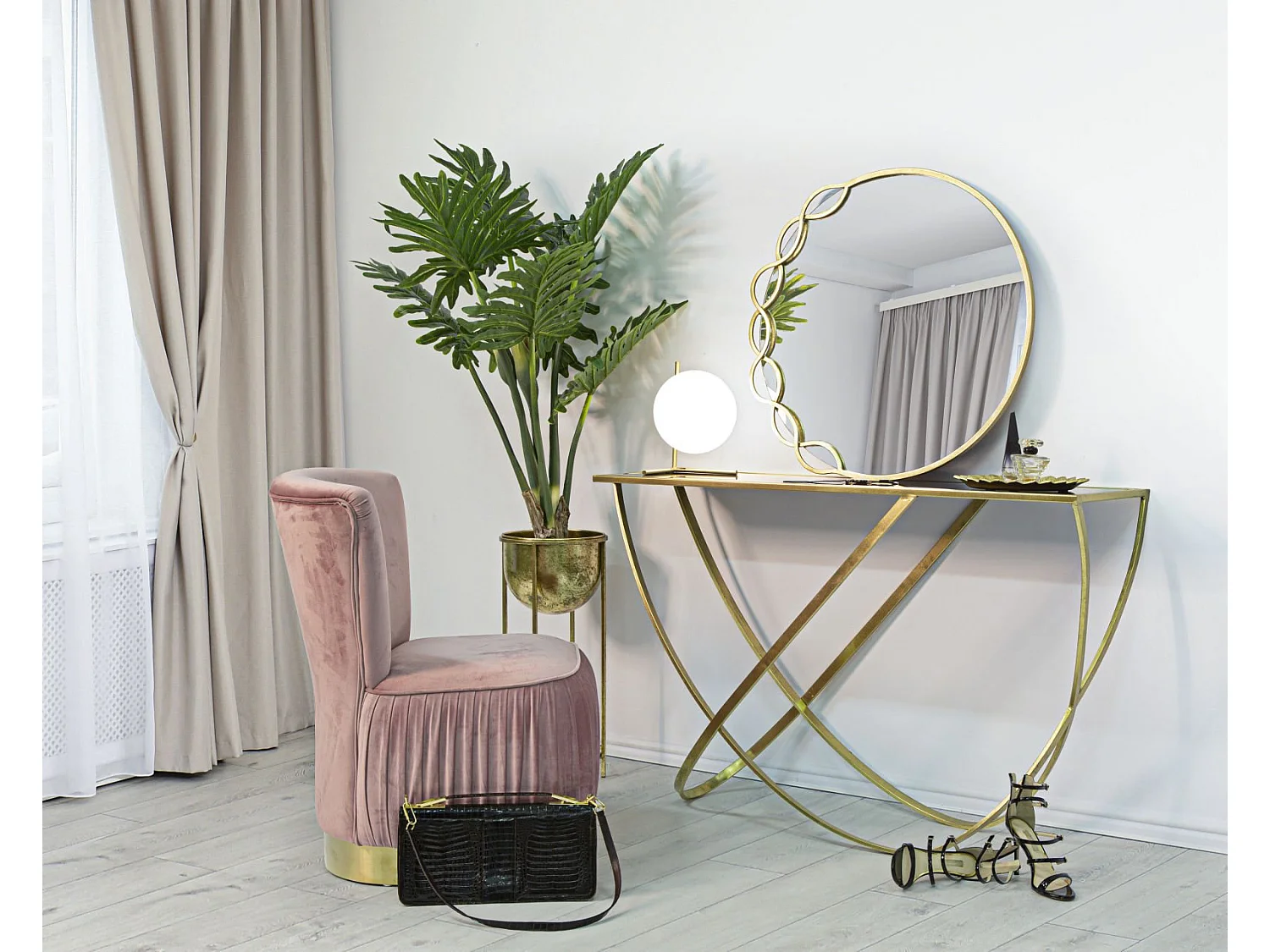Console Design "Ring" 120cm Noir & Or