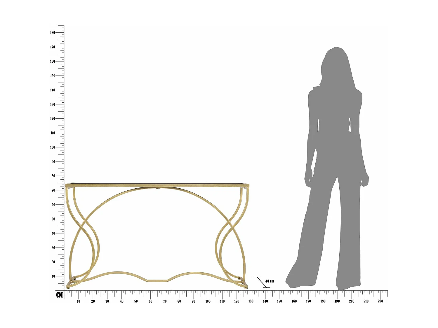 Console Design "Sunshine" 130cm Noir & Or
