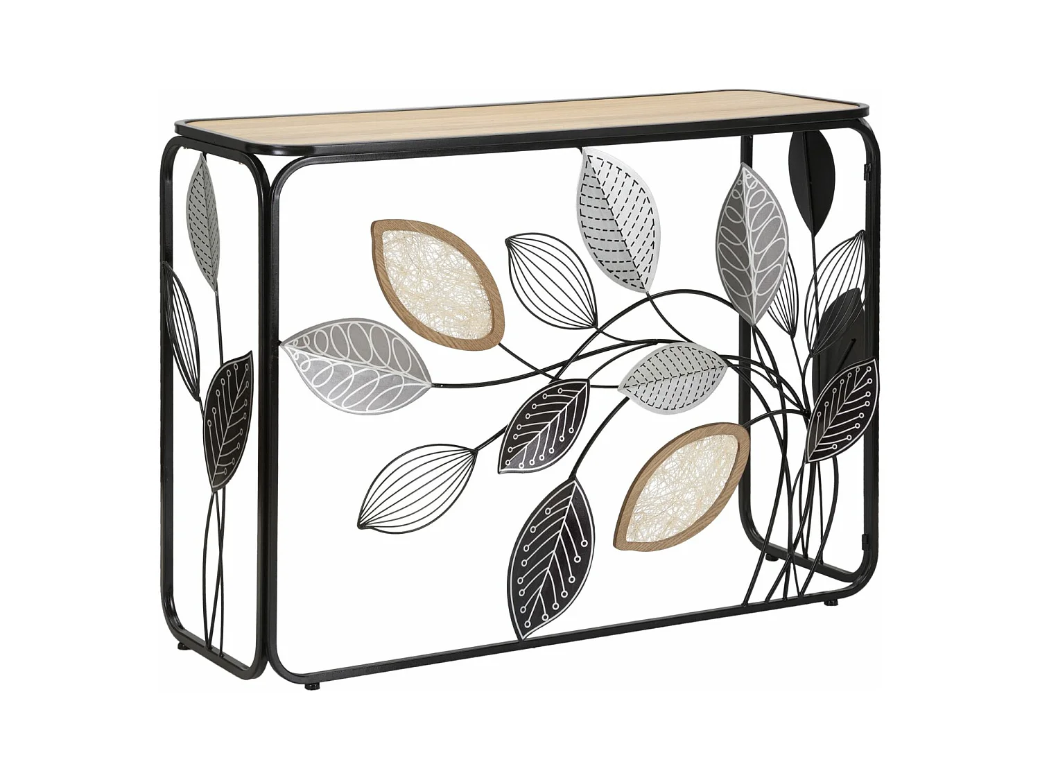 Console en métal et bois multicolore 108x36,8x80 cm