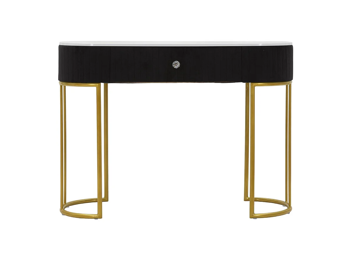 Console Design Effet Marbre "Montpellier" 100cm Noir & Or