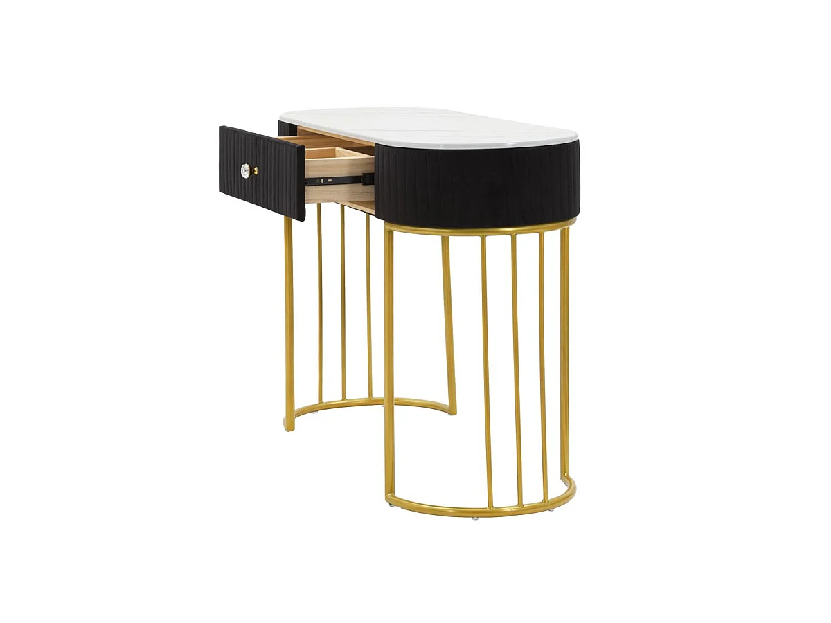 Console Design Effet Marbre "Montpellier" 100cm Noir & Or