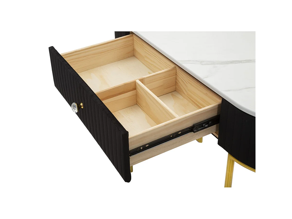 Console Design Effet Marbre "Montpellier" 100cm Noir & Or