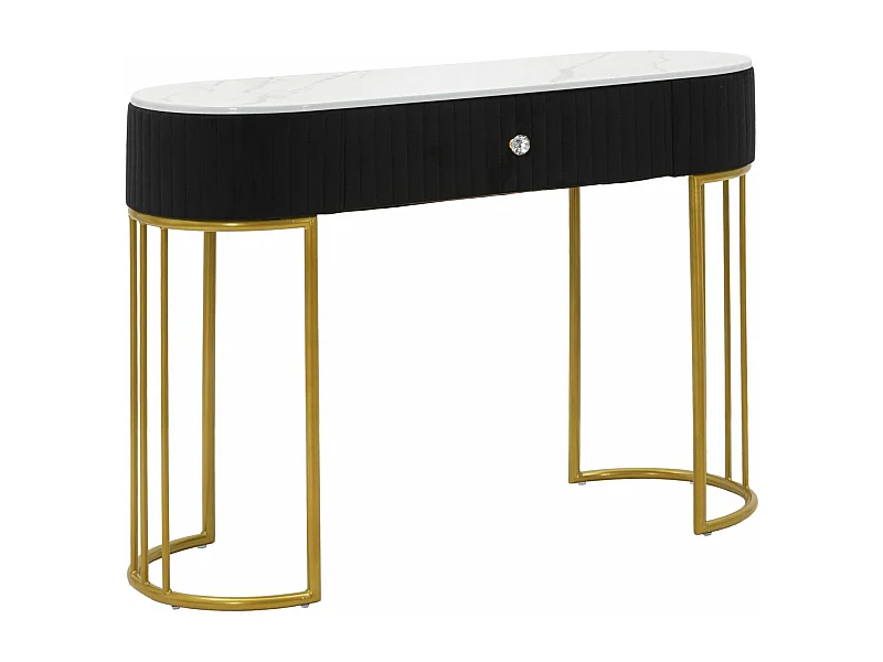 Console Design Effet Marbre "Montpellier" 100cm Noir & Or