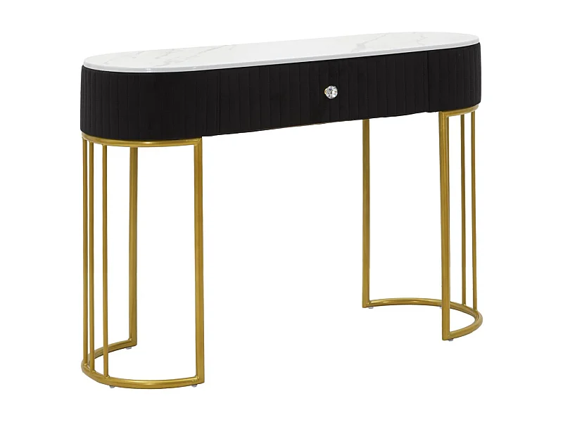 Console Design Effet Marbre "Montpellier" 100cm Noir & Or