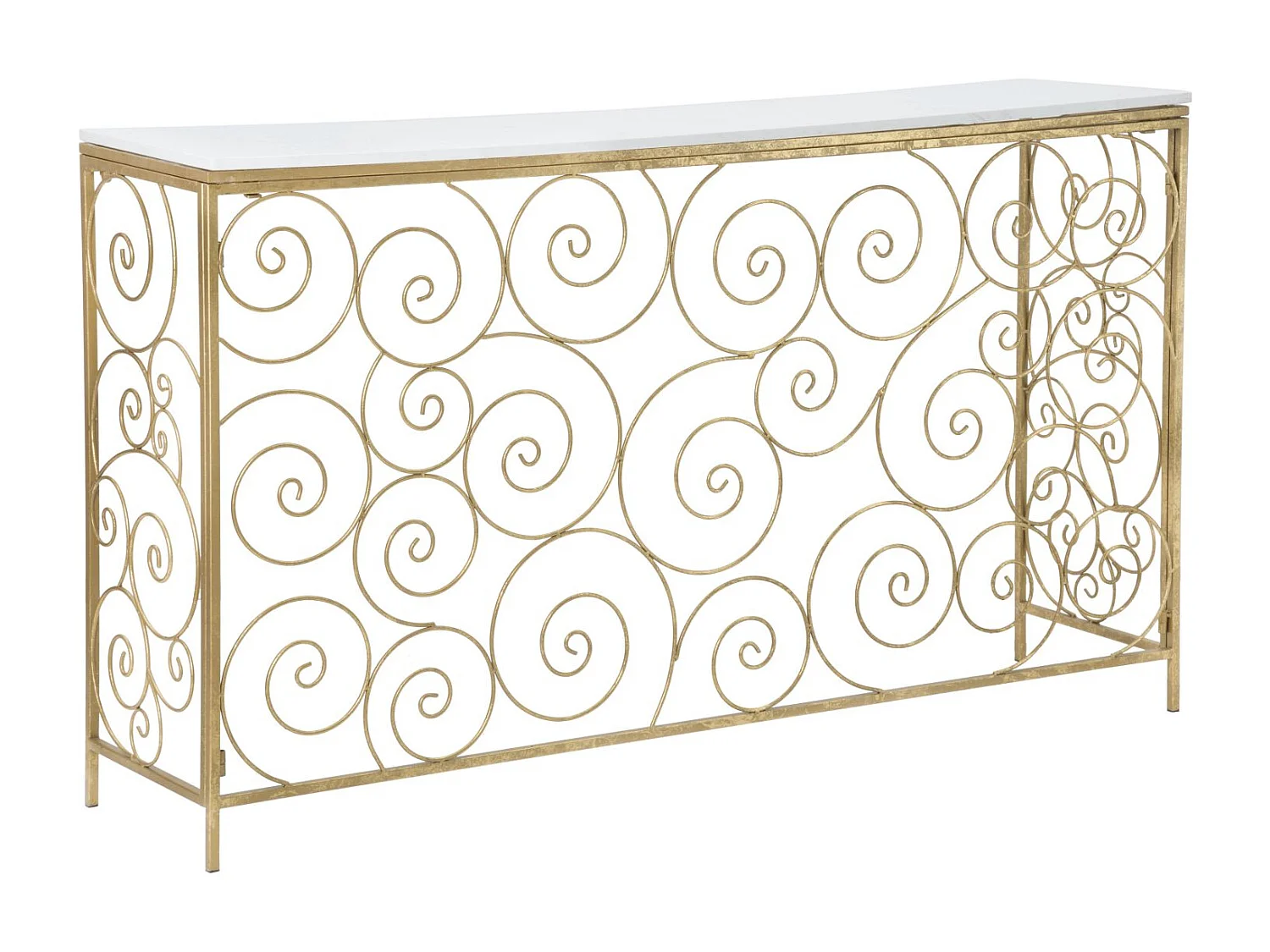Console Design en Marbre "Spirale" 140cm Blanc & Or