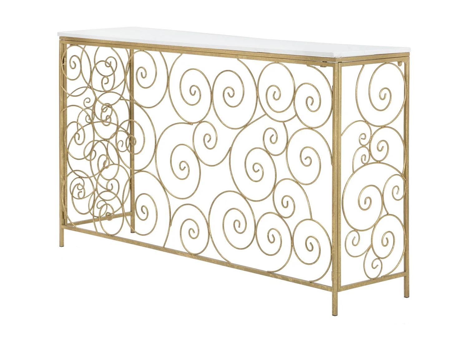 Console Design en Marbre "Spirale" 140cm Blanc & Or
