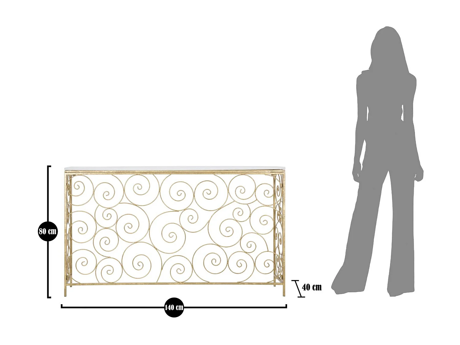 Console Design en Marbre "Spirale" 140cm Blanc & Or