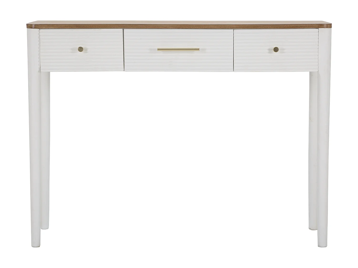 Console en Bois 3 Tiroirs "Matera" 107cm Blanc & Naturel