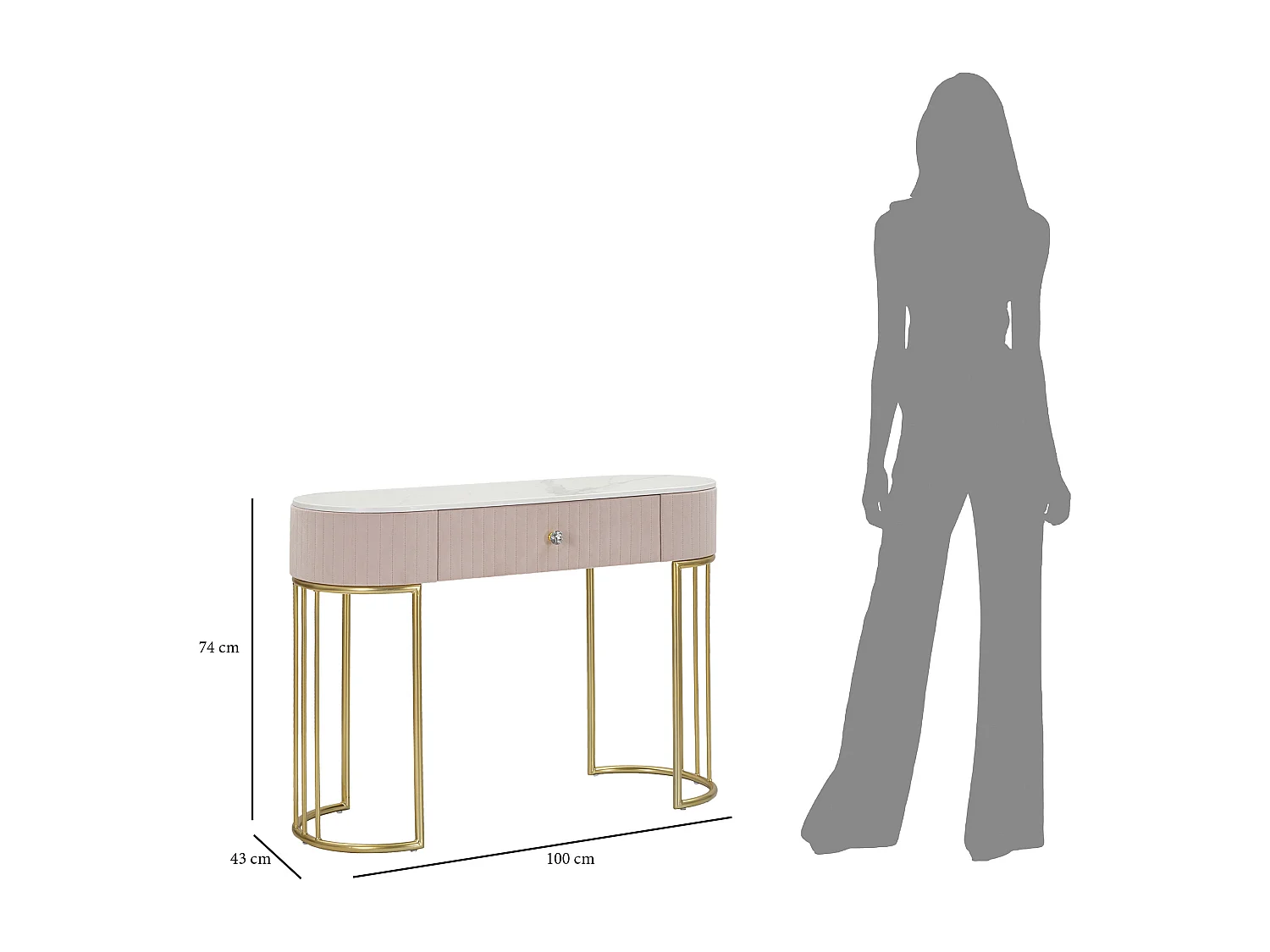 Console Montpellier Rosa Cm 100X40X75