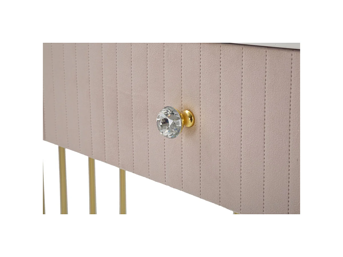 Consoletafel in metaal, stof, hout, goud, roze, wit, 100 x 40 x 75 cm