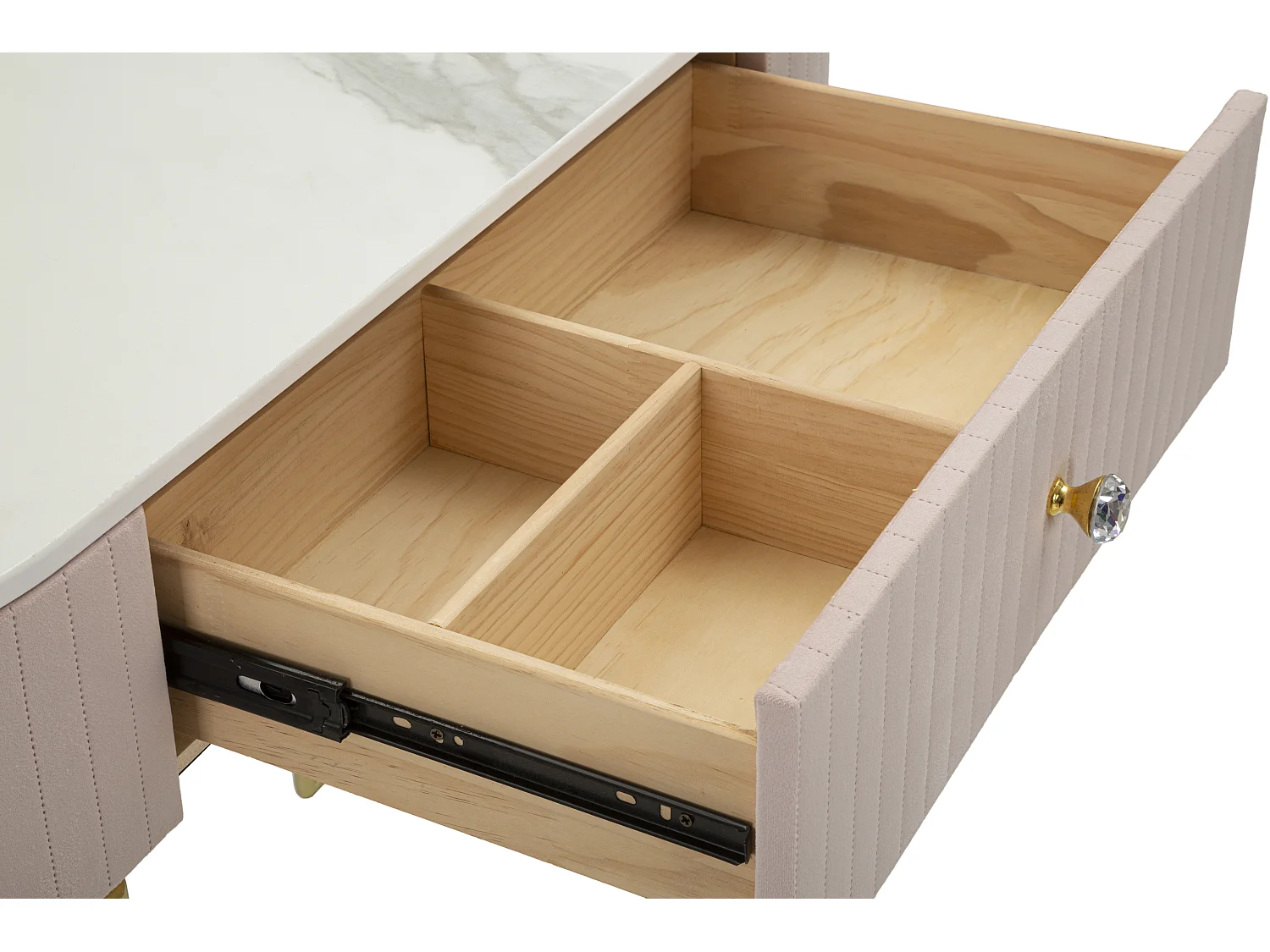 Consoletafel in metaal, stof, hout, goud, roze, wit, 100 x 40 x 75 cm