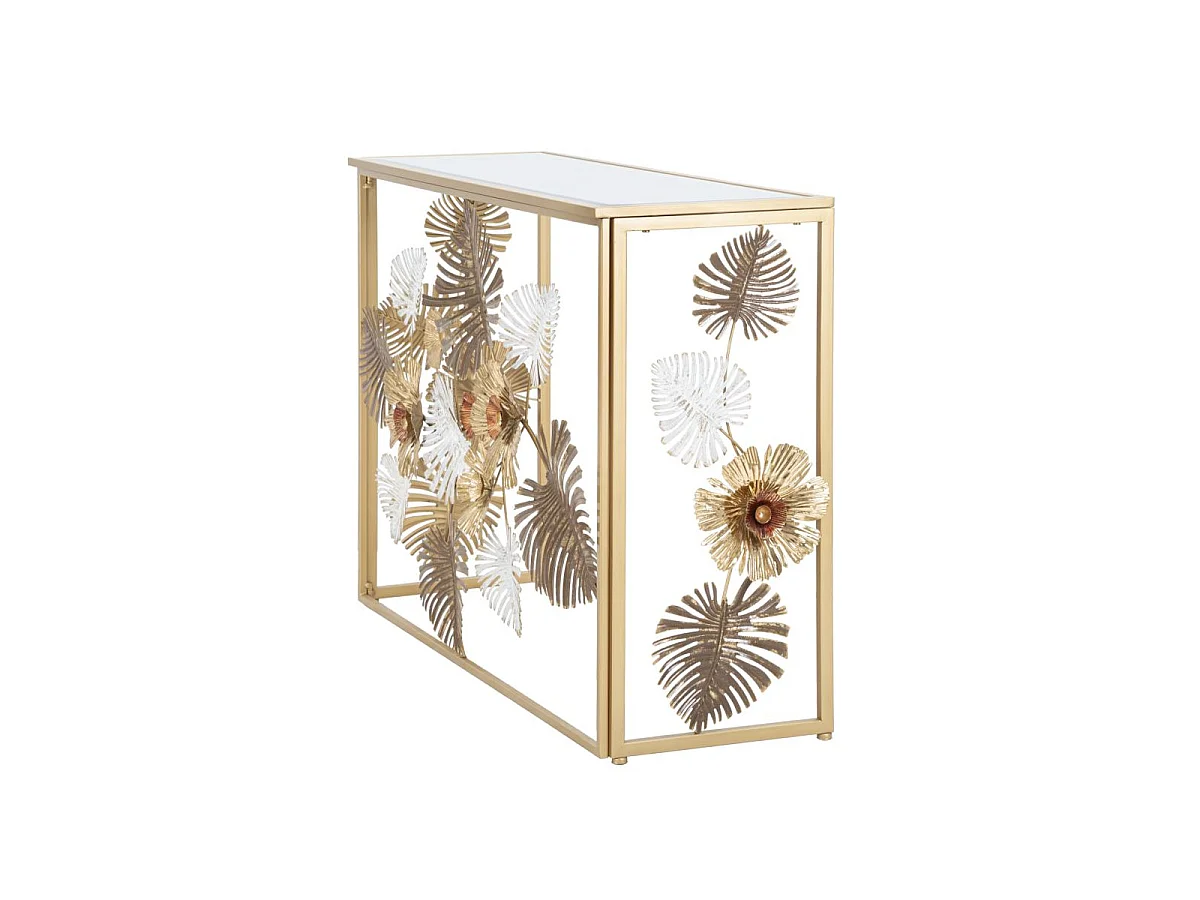 Console Design en Métal "Floris" 113 Or & Blanc