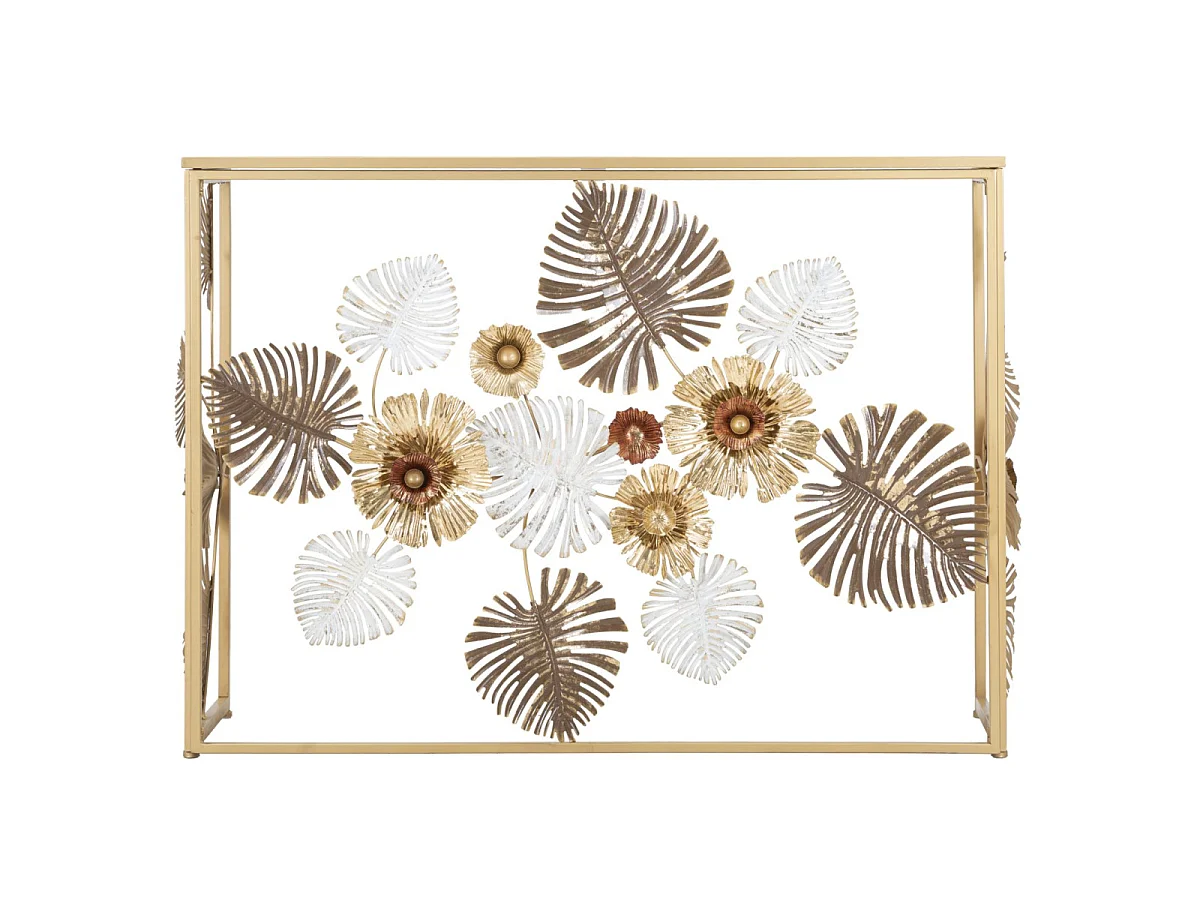 Console Design en Métal "Floris" 113 Or & Blanc
