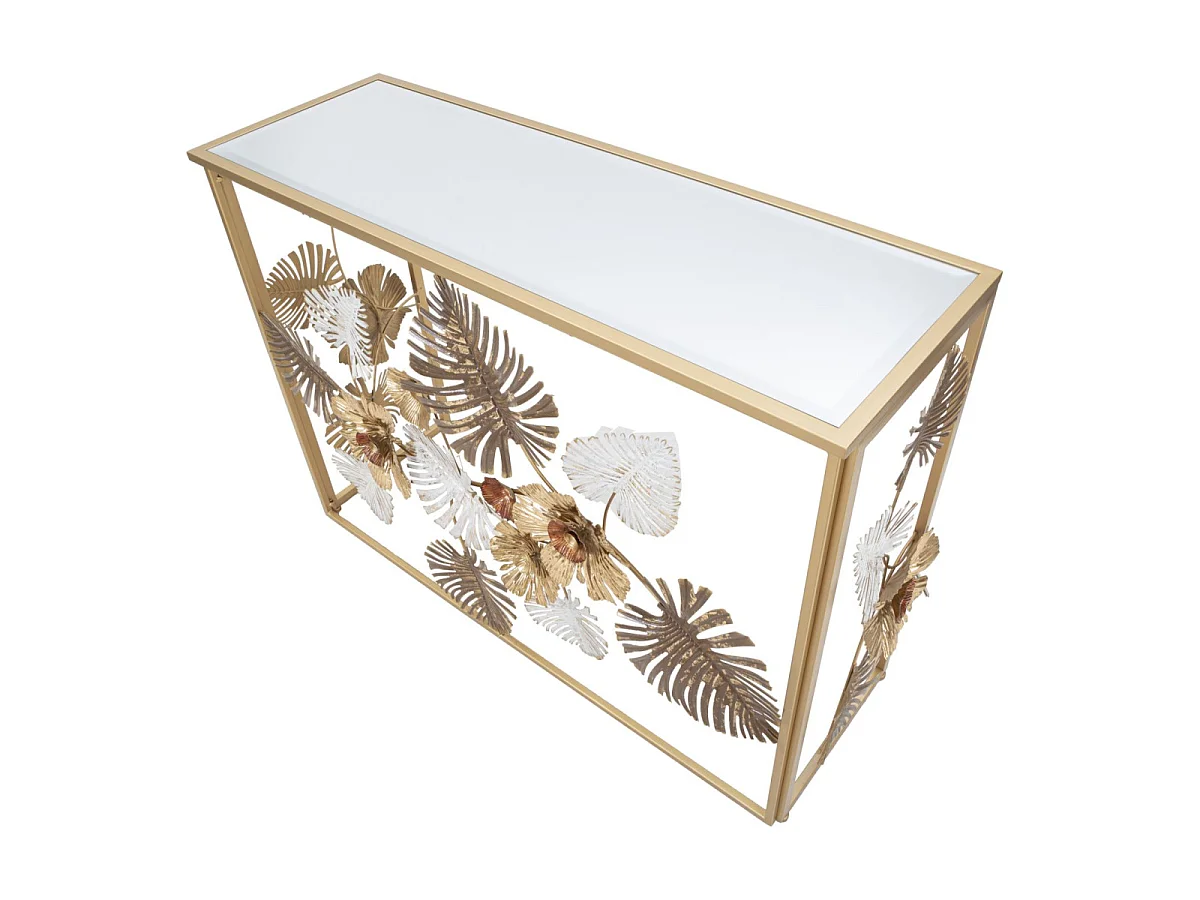 Console Design en Métal "Floris" 113 Or & Blanc