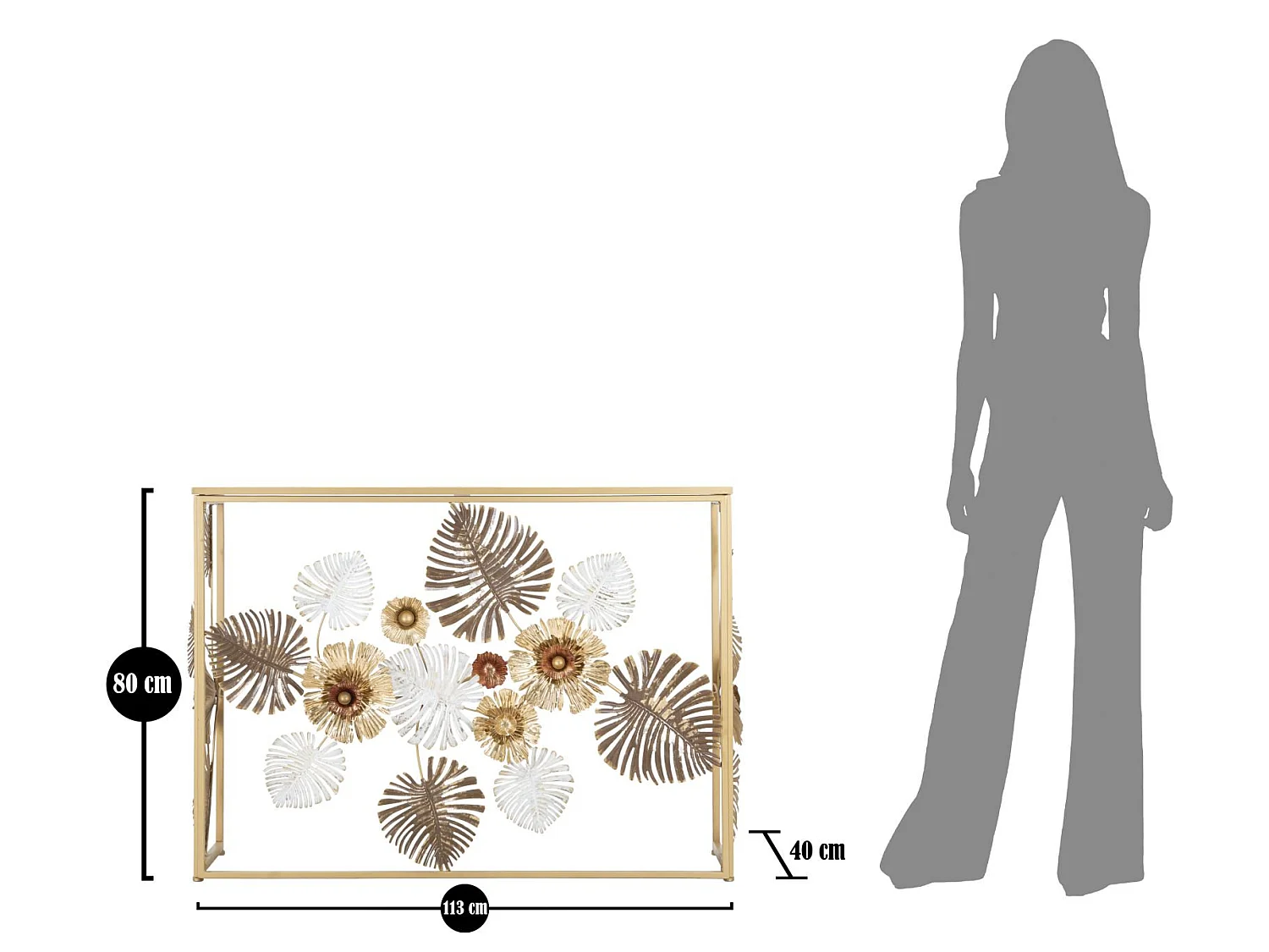 Console Design en Métal "Floris" 113 Or & Blanc