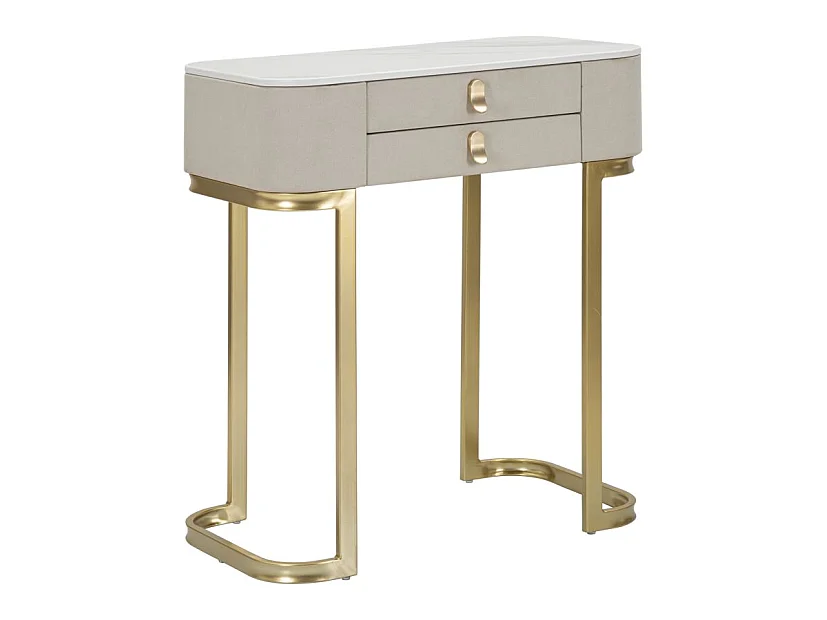 Console Effet Marbre "Beauty" 70cm Crème & Or