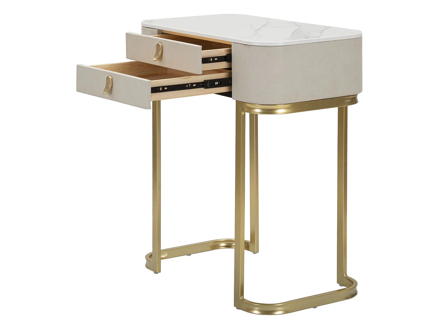 Console Effet Marbre "Beauty" 70cm Crème & Or