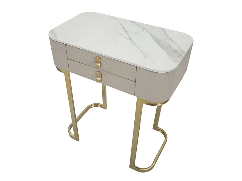 Console Effet Marbre "Beauty" 70cm Crème & Or