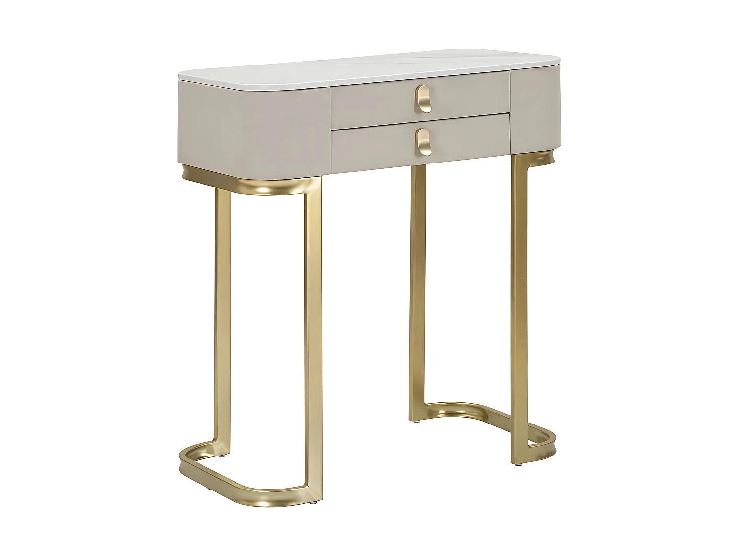 Console Effet Marbre "Beauty" 70cm Crème & Or