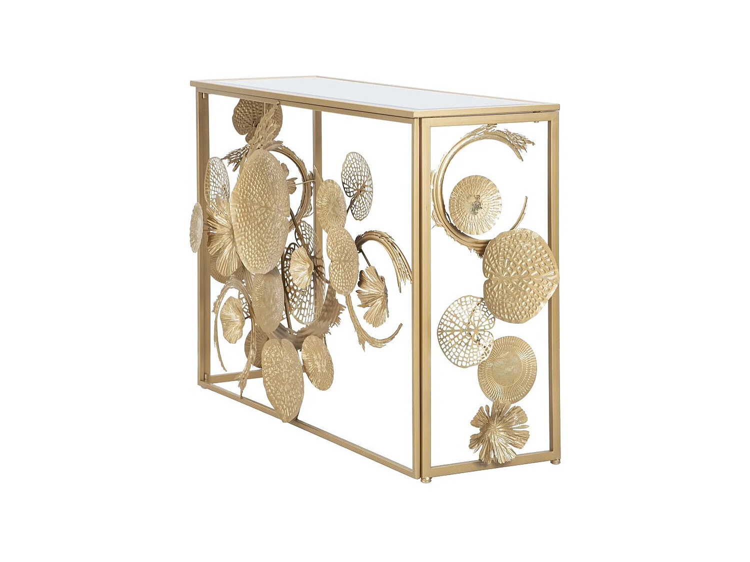 Console en métal doré aux formes abstraites 114x40,5x80 cm
