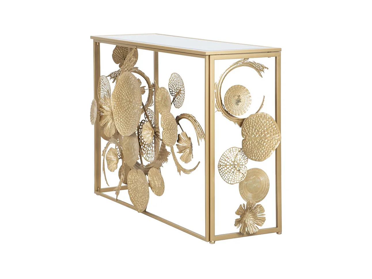 Console en métal doré aux formes abstraites 114x40,5x80 cm
