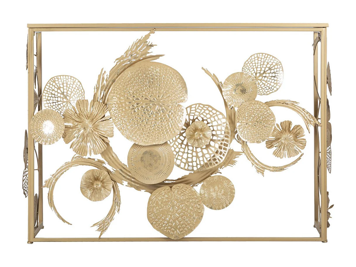 Console en métal doré aux formes abstraites 114x40,5x80 cm