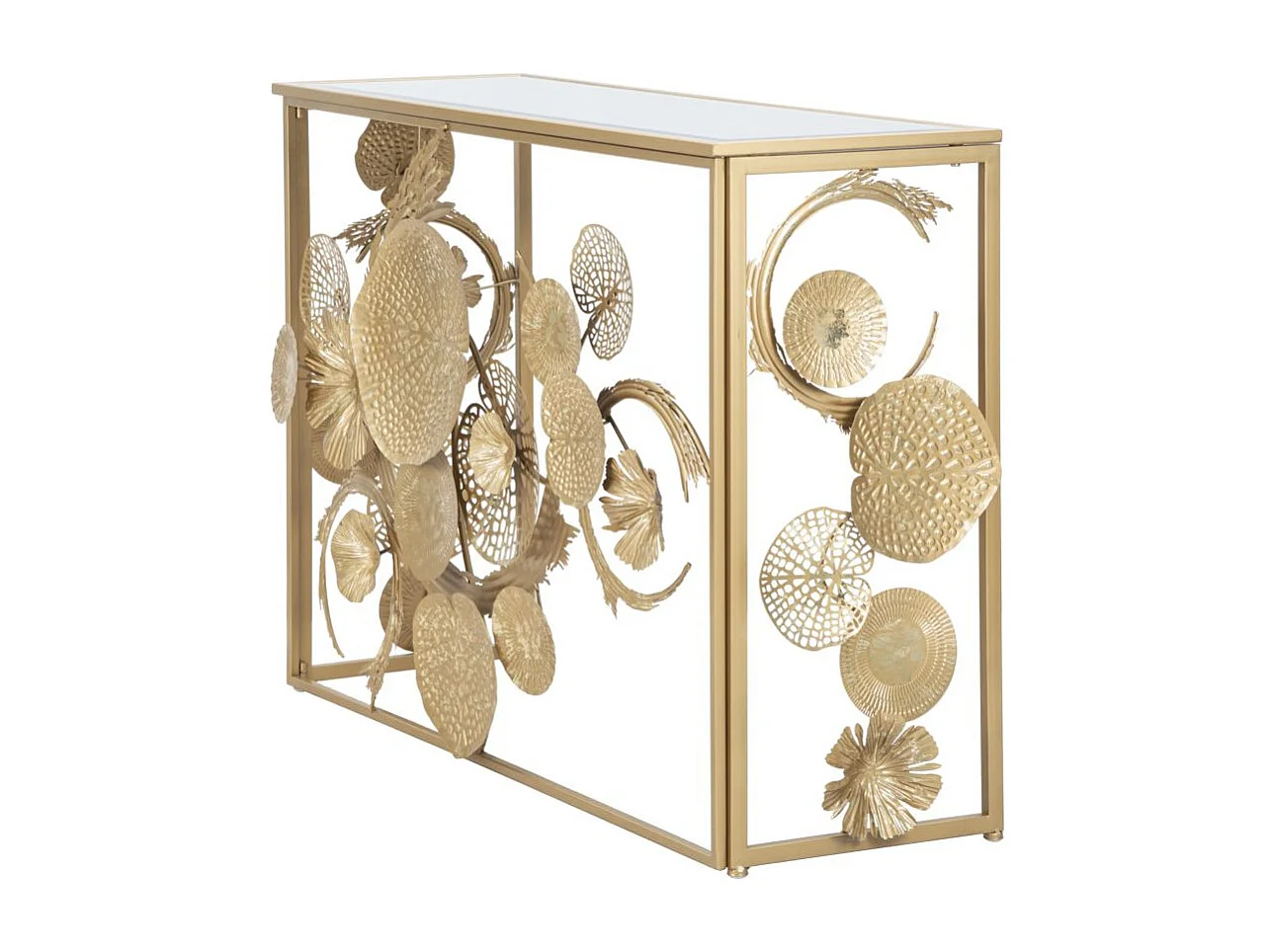 Console en métal doré aux formes abstraites 114x40,5x80 cm