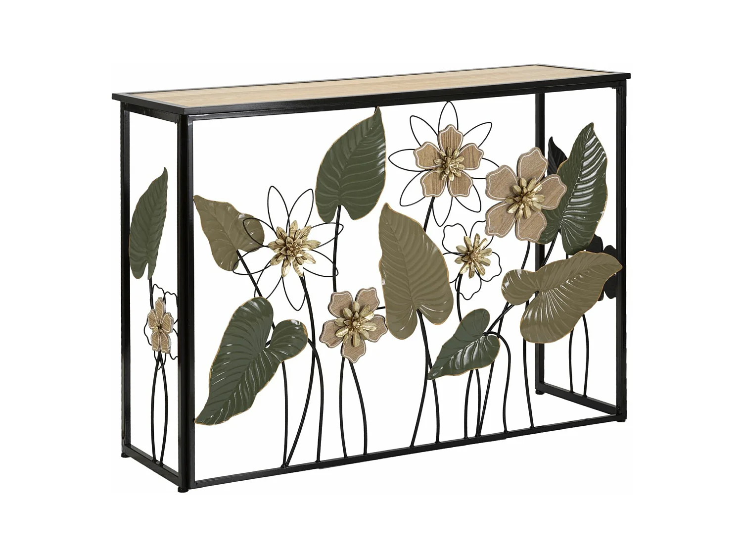 Console en métal et bois multicolore 108x36,8x80 cm