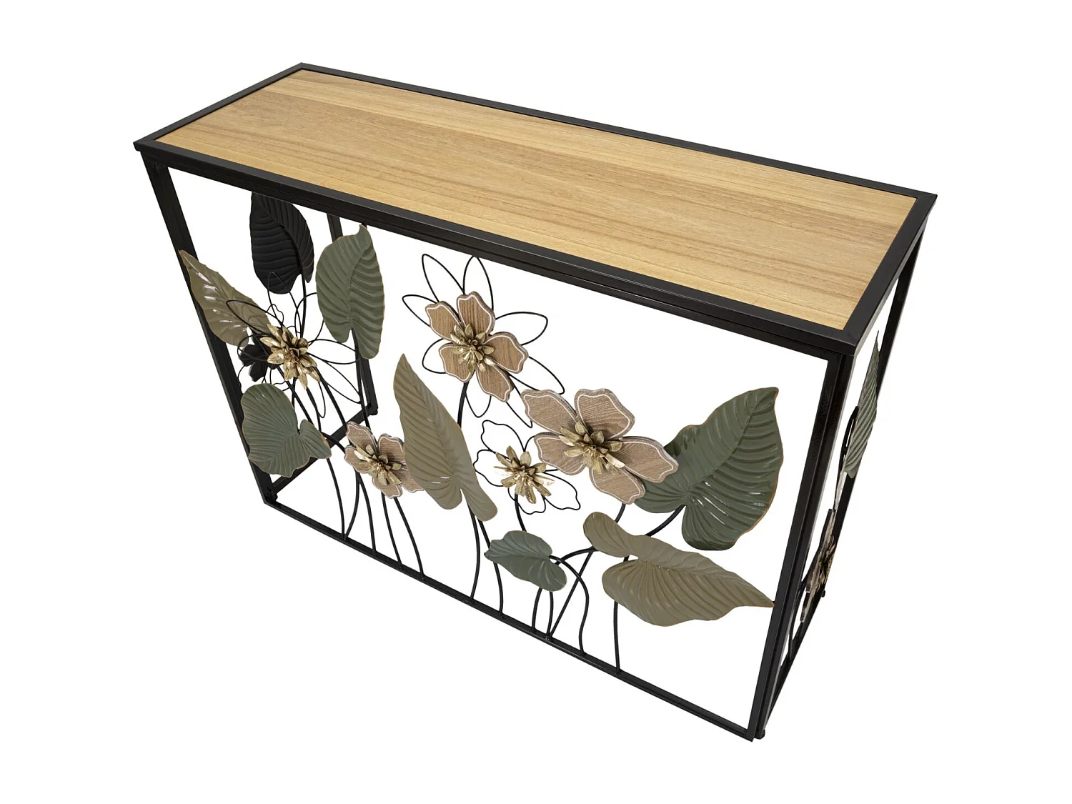 Console en métal et bois multicolore 108x36,8x80 cm