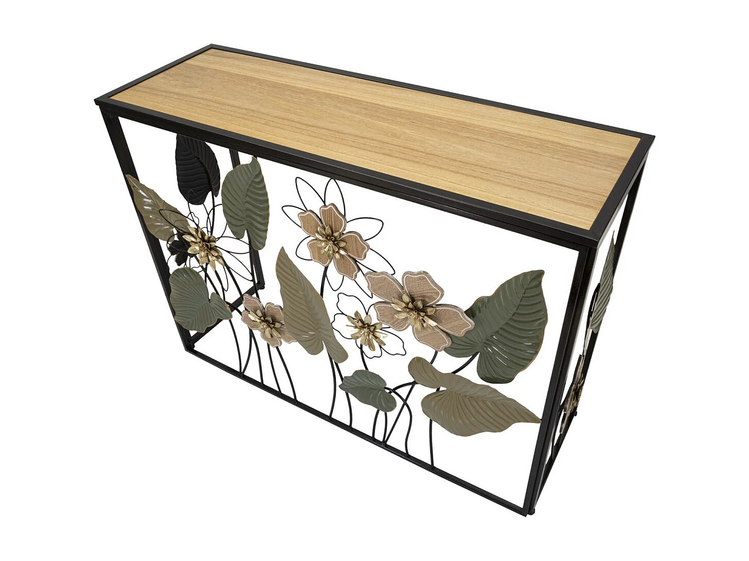 Console en métal et bois multicolore 108x36,8x80 cm