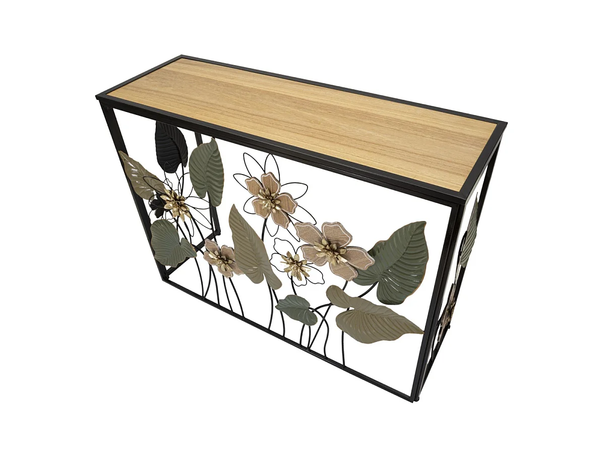 Console en métal et bois multicolore 108x36,8x80 cm